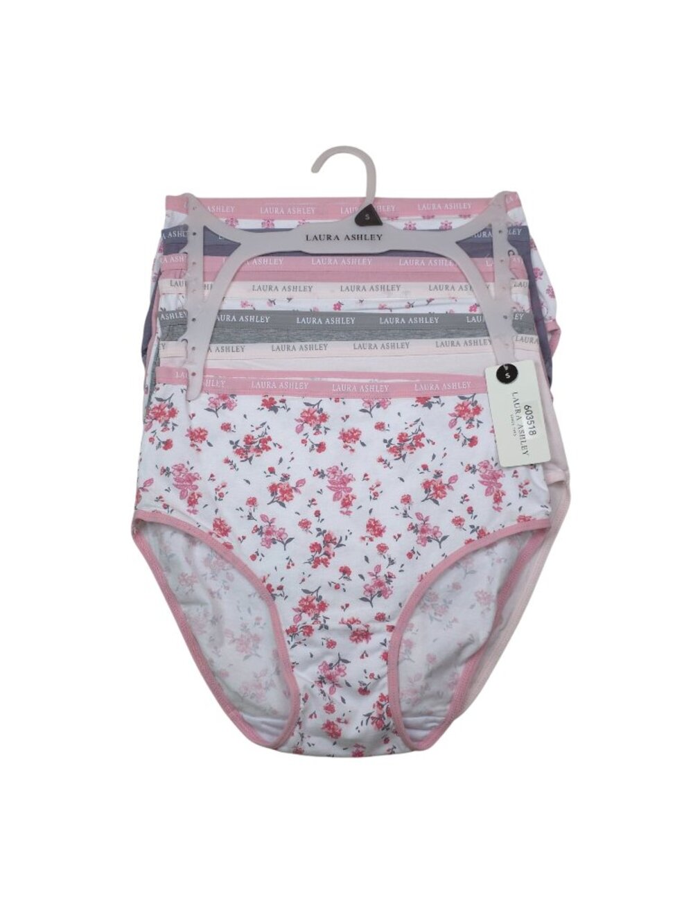Laura Ashley Womens Cotton Blend Brief Panties 7-Pack Size Small Pink Gray